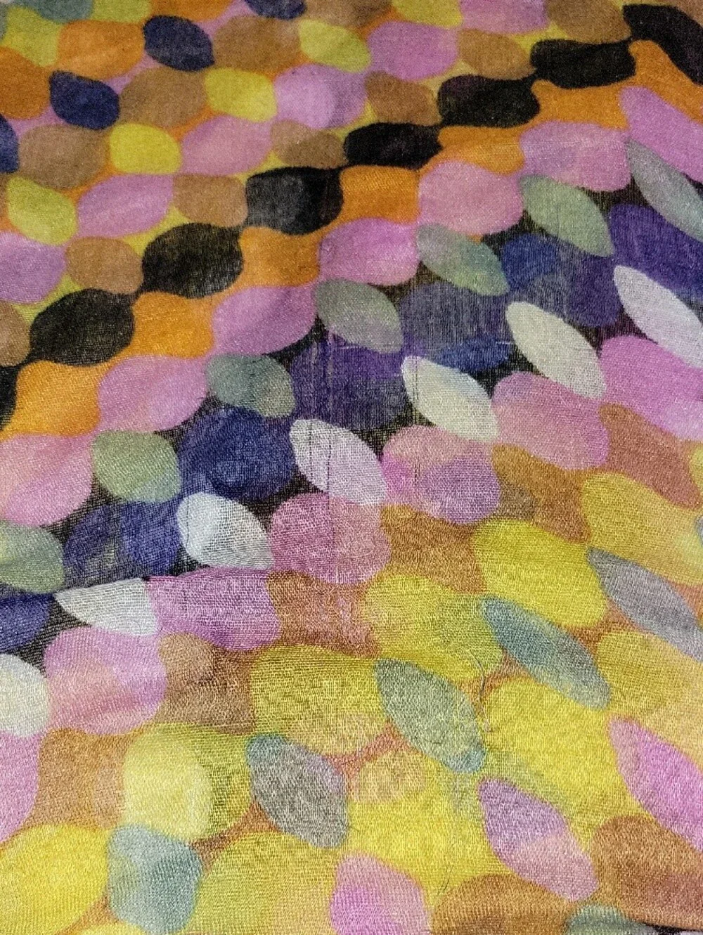 Women's Lightweight Multicolor Polka Dot Scarf - Orange, Yellow & Navy